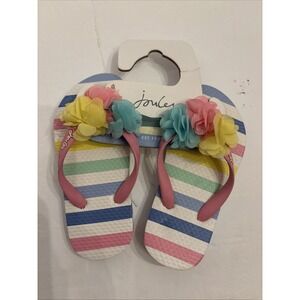 Brand New Joules childrens flip flops size 10 Stripped Flowers‎